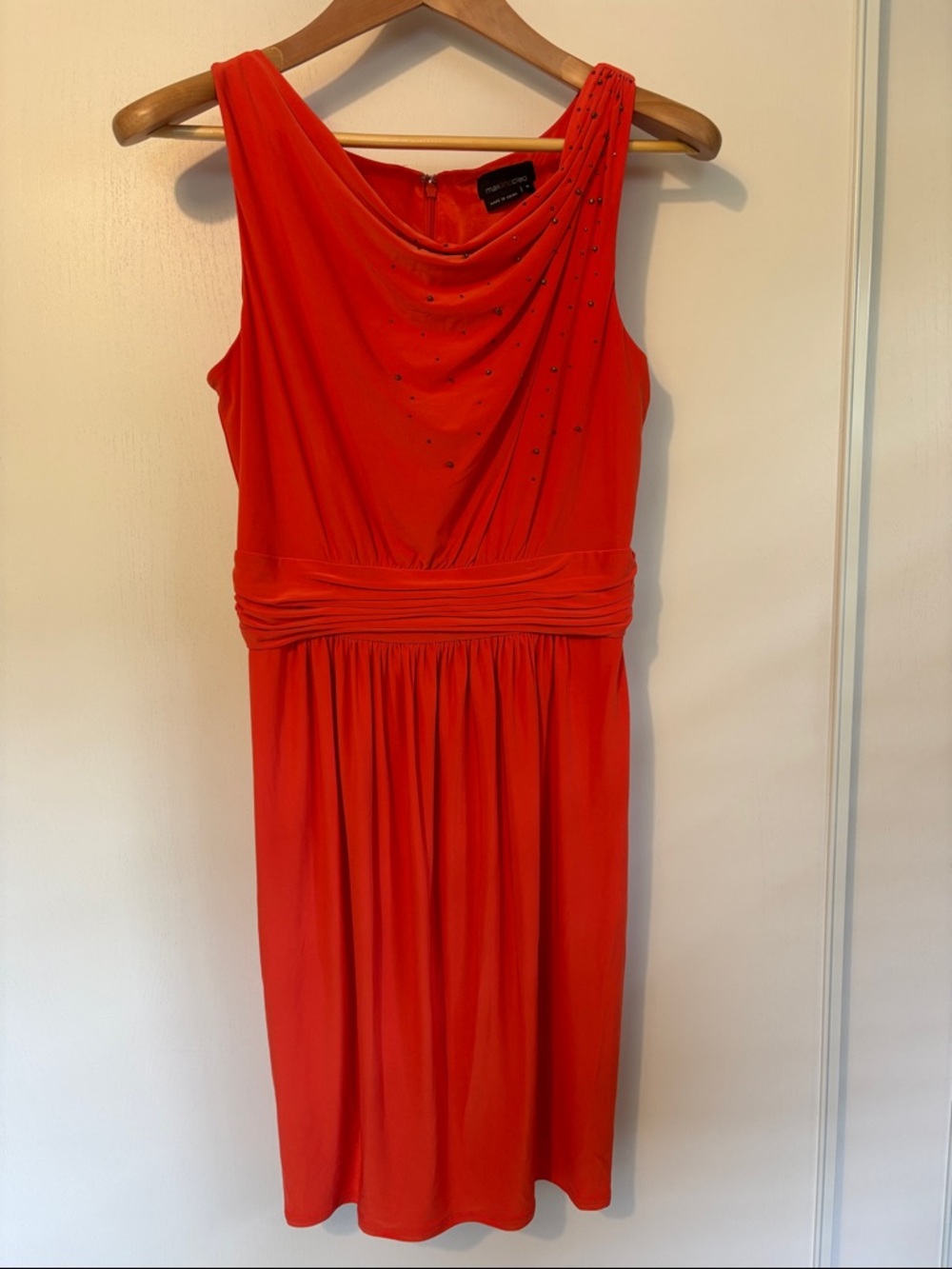Orange Midi Dress Size 10 Beaded Romantic Wedding Event Guest Office Mom Modest